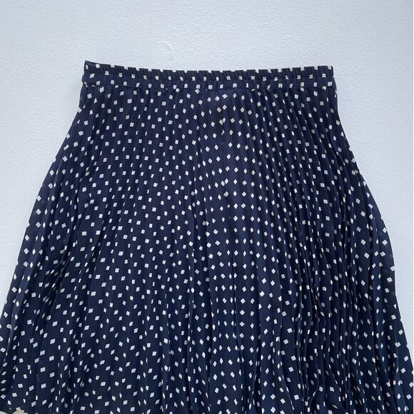 Vintage 90's ESPRIT Polkadot Accordion Skirt / Sz M Navy Pleated Sheer Coquette - Picture 3 of 7